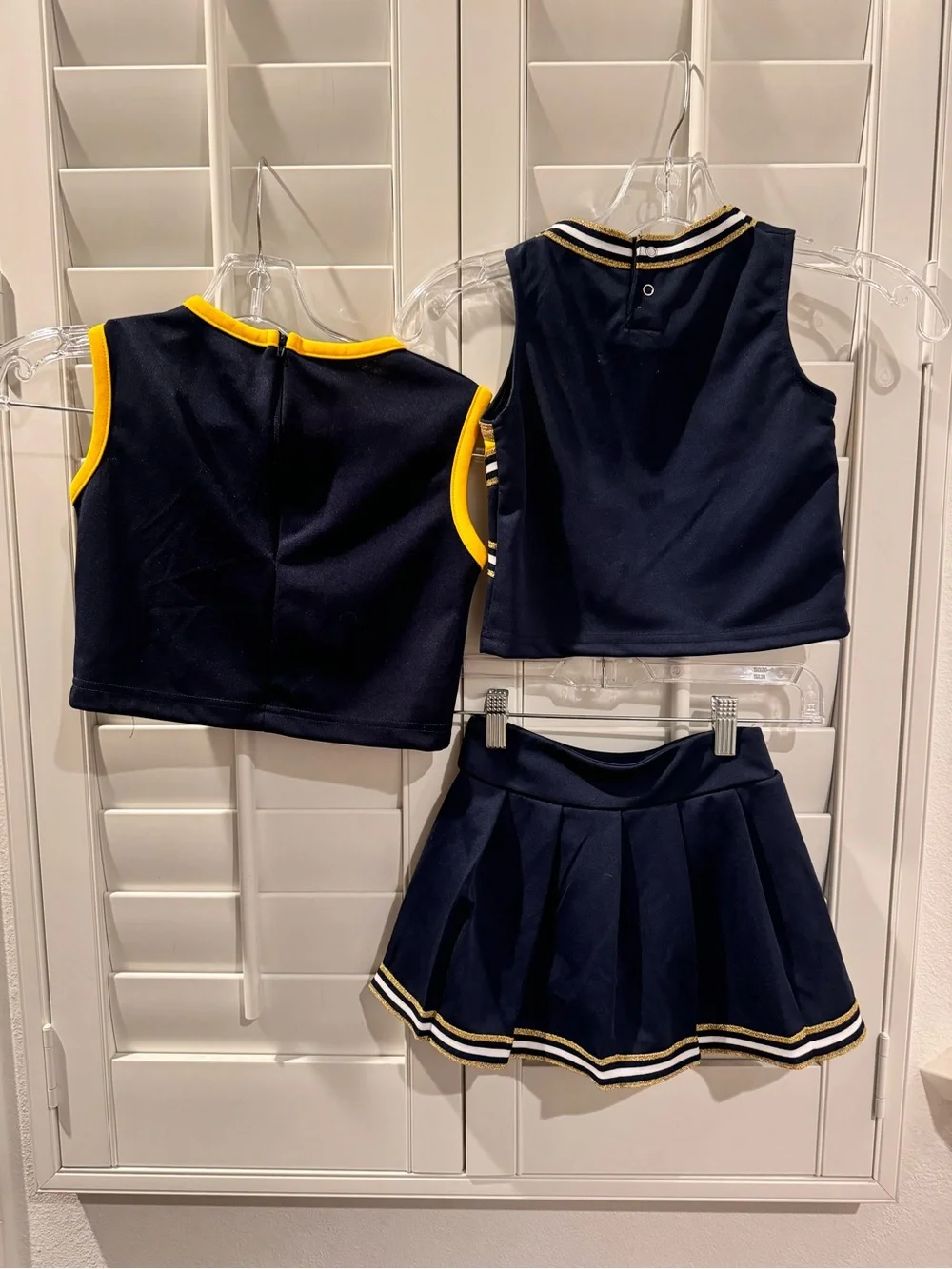 Girls Navy & Yellow Collegiate Cheer Matching Tank Top and Skirt Set